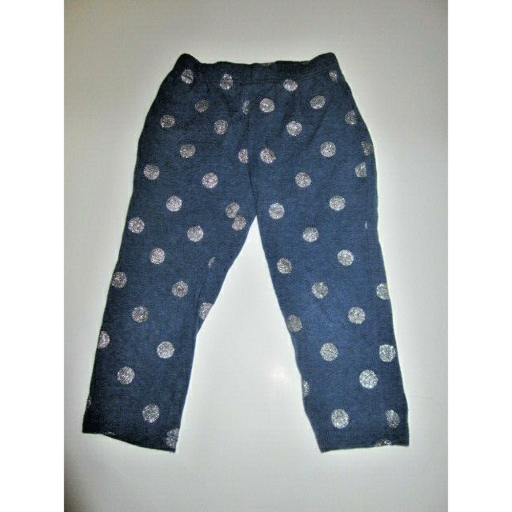 Gap Kids Girls Blue Glitter Polka Dot Capri Leggings XS 4-5 Cropped Pants